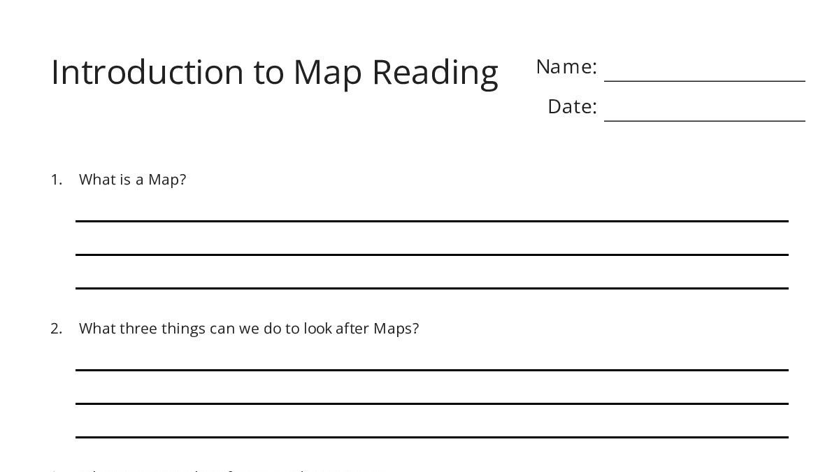 Introduction to Map Reading - My Worksheet Maker: Create Your Own ...