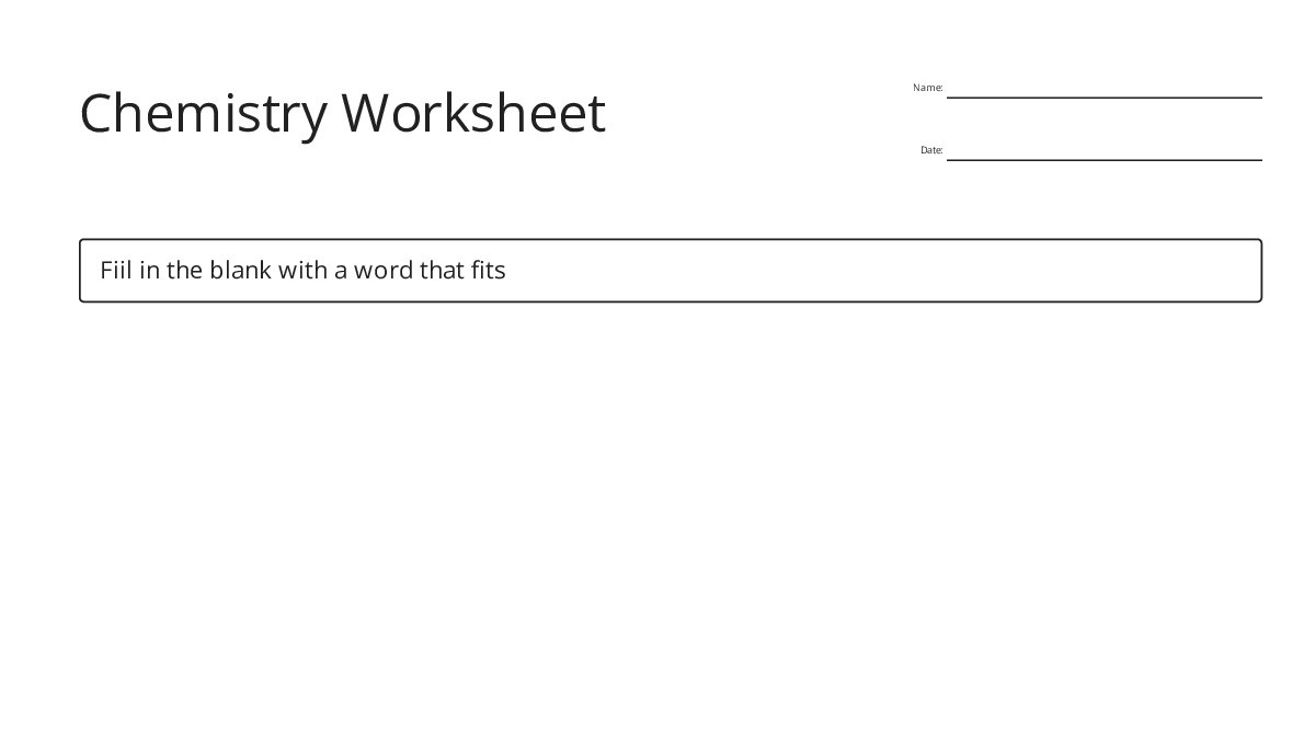 Chemistry Worksheet - My Worksheet Maker: Create Your Own Worksheets