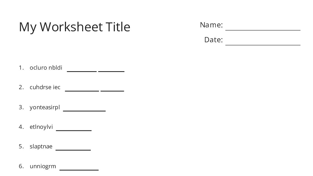 My Worksheet Title - My Worksheet Maker: Create Your Own Worksheets