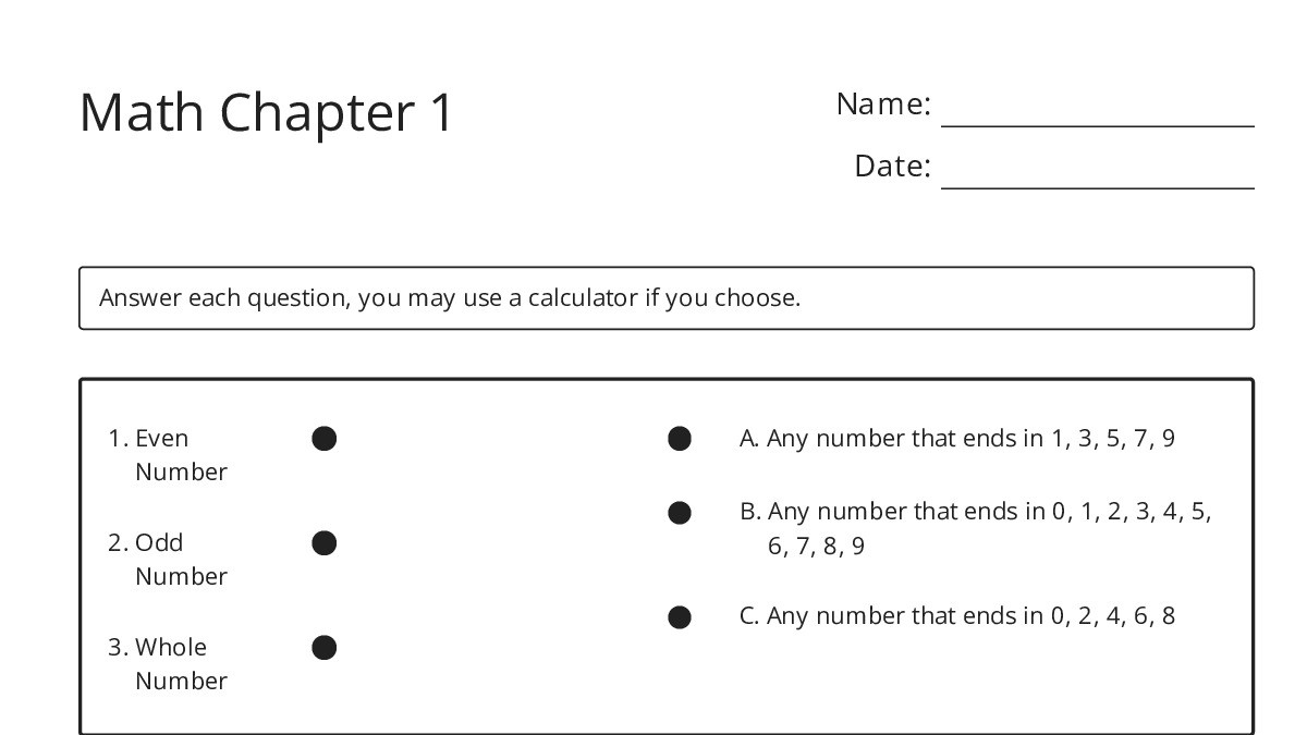 Math Chapter 1 - My Worksheet Maker: Create Your Own Worksheets