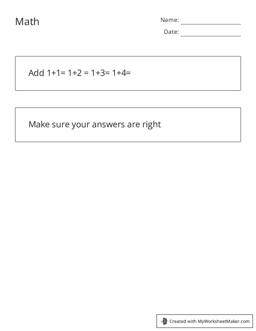 Math - My Worksheet Maker: Create Your Own Worksheets