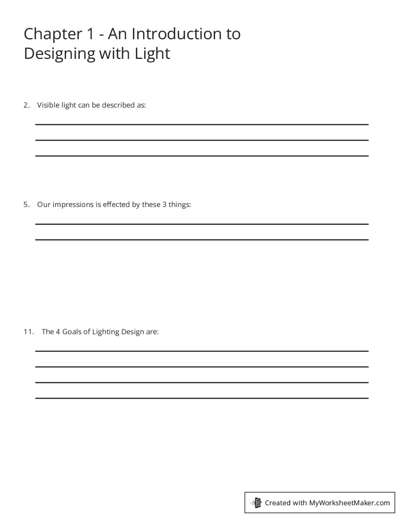 Chapter 1 - An Introduction to Designing with Light - My Worksheet ...