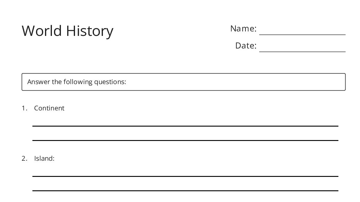 World History - My Worksheet Maker: Create Your Own Worksheets