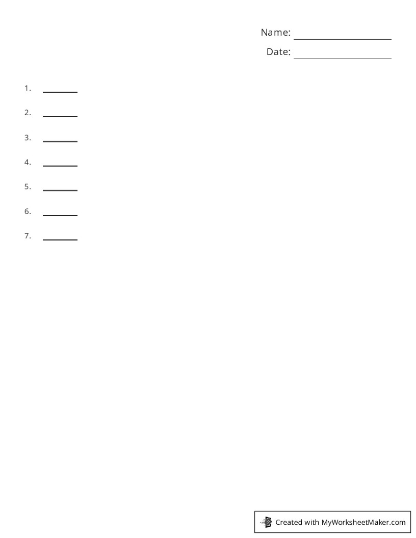 Worksheet - My Worksheet Maker: Create Your Own Worksheets