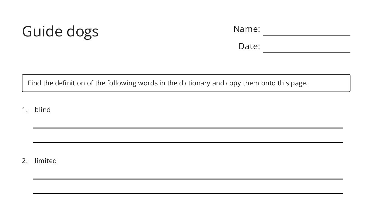 Guide dogs - My Worksheet Maker: Create Your Own Worksheets