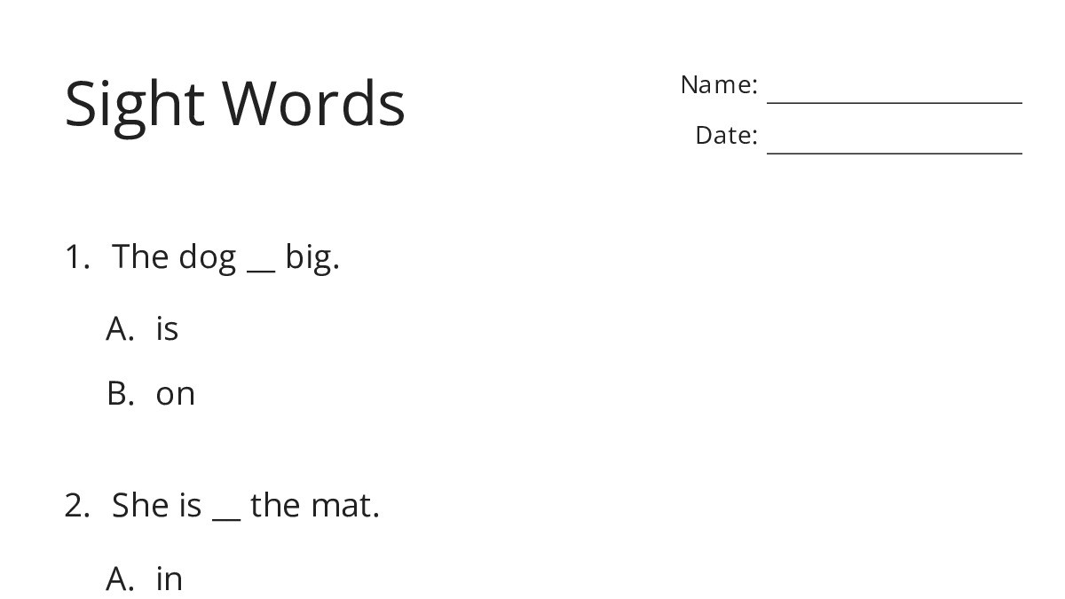 Sight Words - My Worksheet Maker: Create Your Own Worksheets