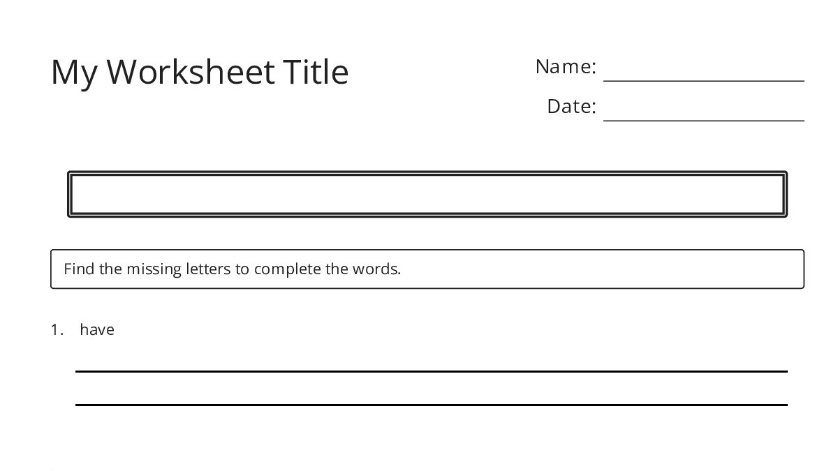 My Worksheet Title - My Worksheet Maker: Create Your Own Worksheets