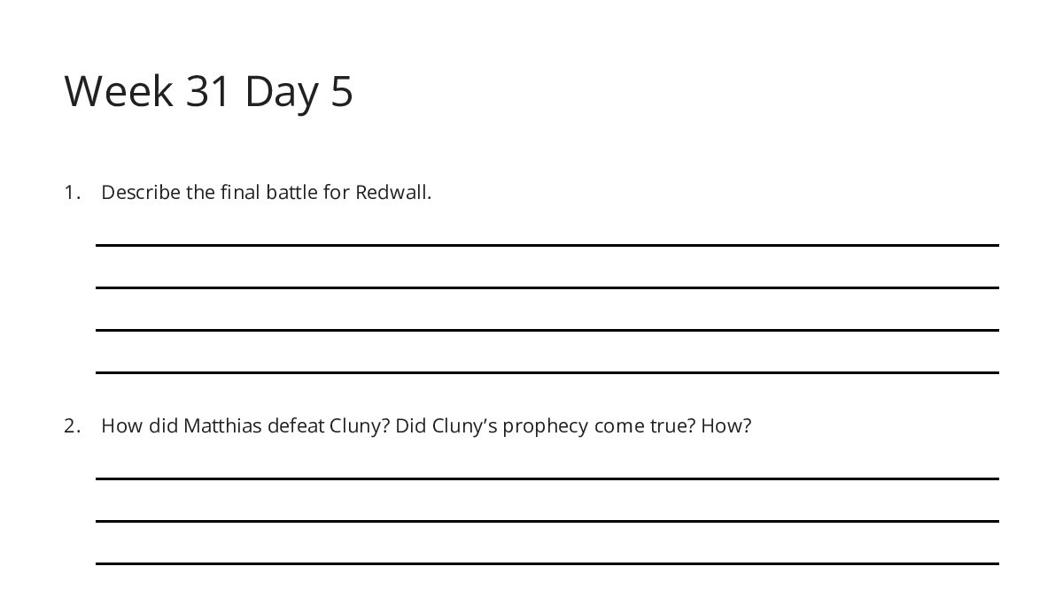 Week 31 Day 5 - My Worksheet Maker: Create Your Own Worksheets