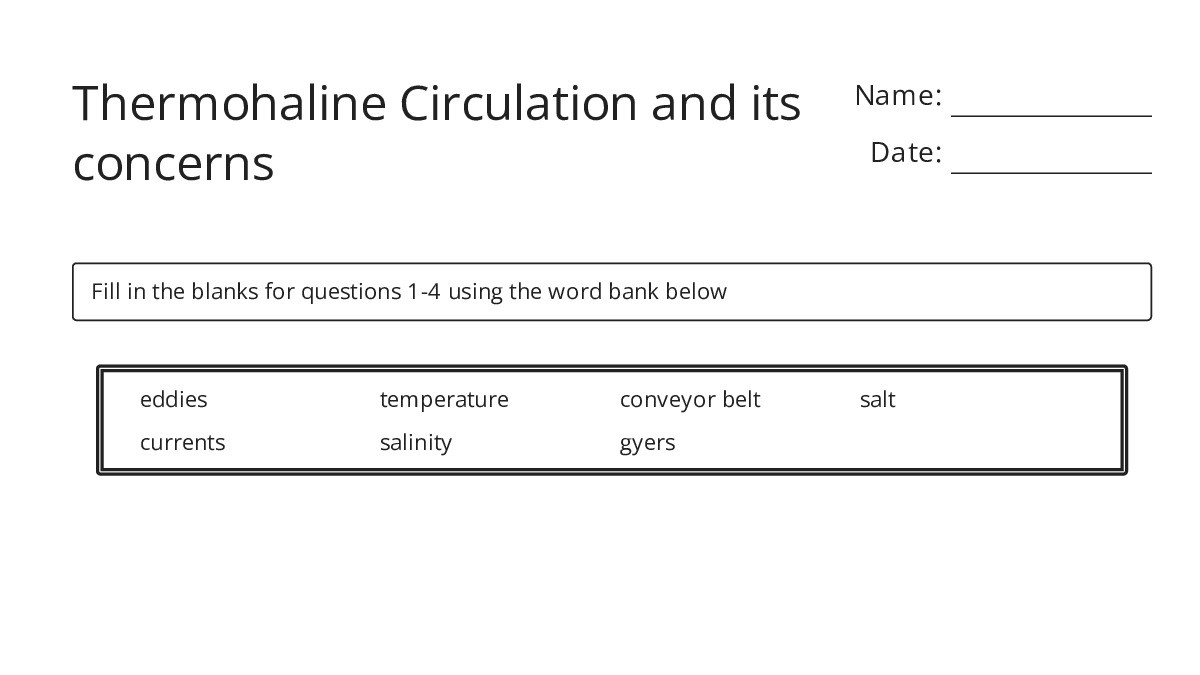 Thermohaline Circulation and its concerns - My Worksheet Maker: Create ...