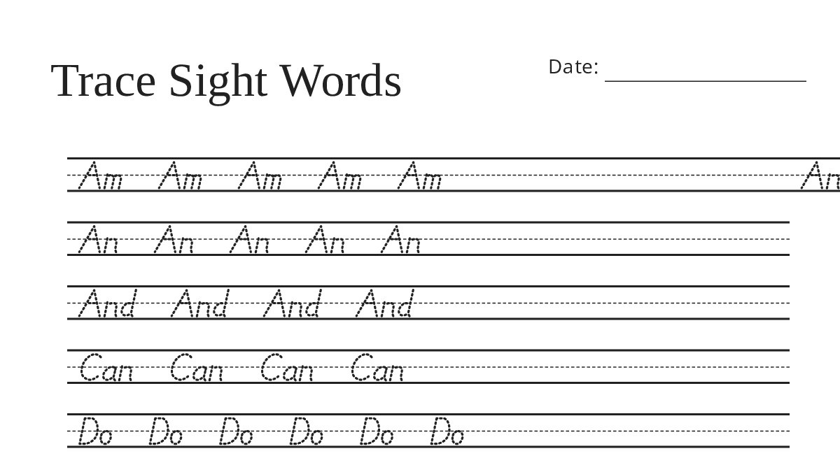 Trace Sight Words - My Worksheet Maker: Create Your Own Worksheets
