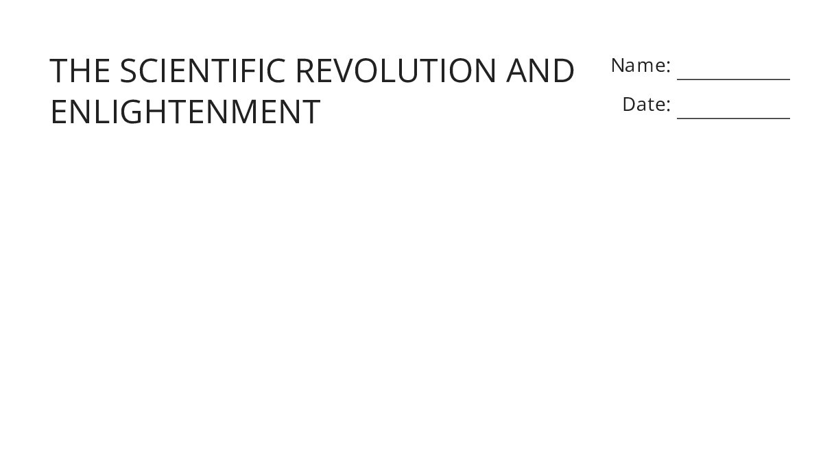 THE SCIENTIFIC REVOLUTION AND ENLIGHTENMENT - My Worksheet Maker ...