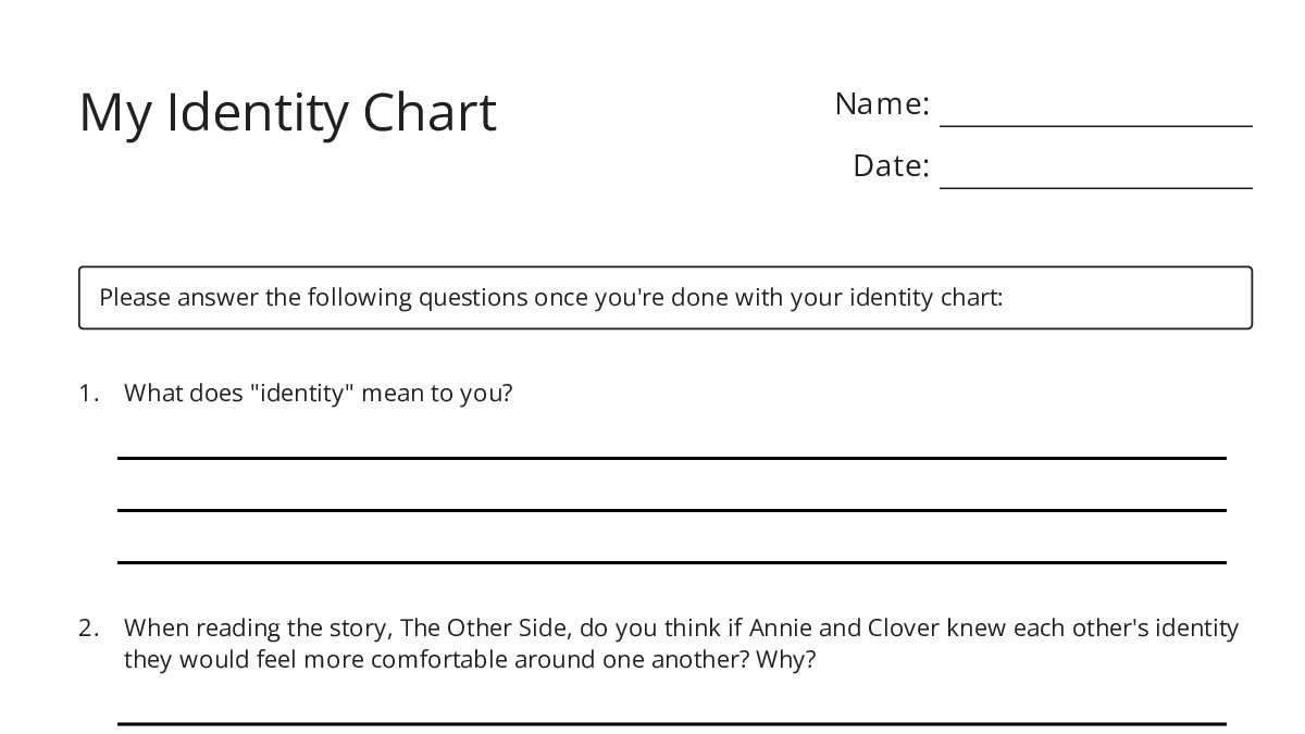 My Identity Chart - My Worksheet Maker: Create Your Own Worksheets