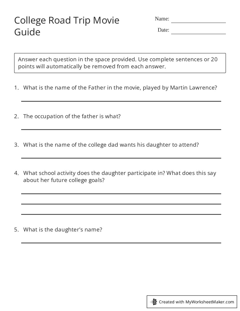College Road Trip Movie Guide My Worksheet Maker Create Your Own college-road-trip-movie-guide-my-worksheet-maker-create-your-own