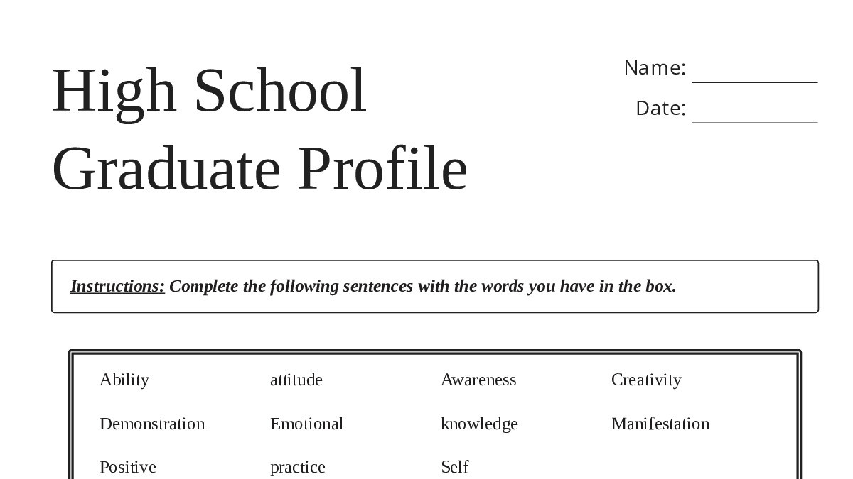 What Is Graduation Profile.pdf High School Graduate Profile - My Worksheet Maker: Create Your Own ...