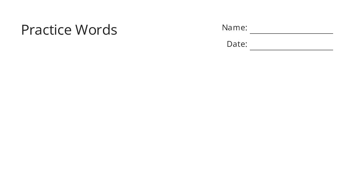 Practice Words - My Worksheet Maker: Create Your Own Worksheets