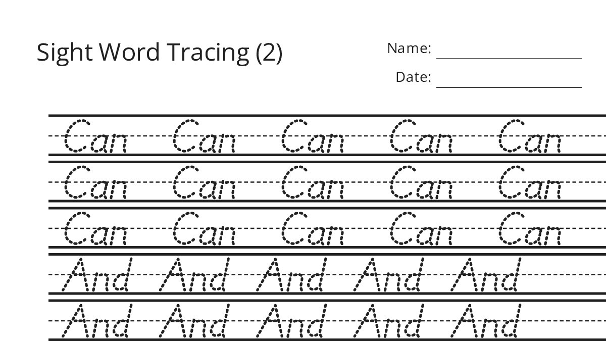 Sight Word Tracing (2) - My Worksheet Maker: Create Your Own Worksheets