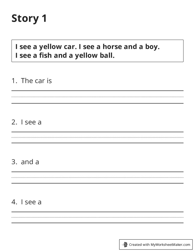 Story 1 - My Worksheet Maker: Create Your Own Worksheets