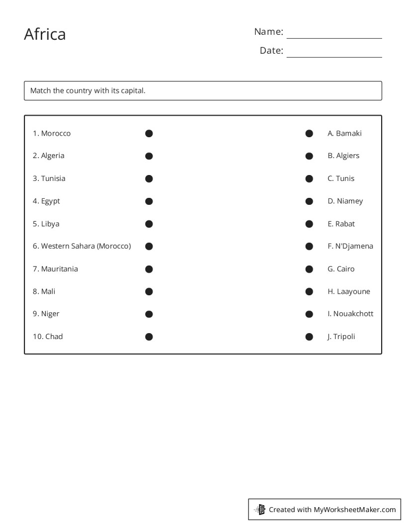 Africa My Worksheet Maker Create Your Own Worksheets