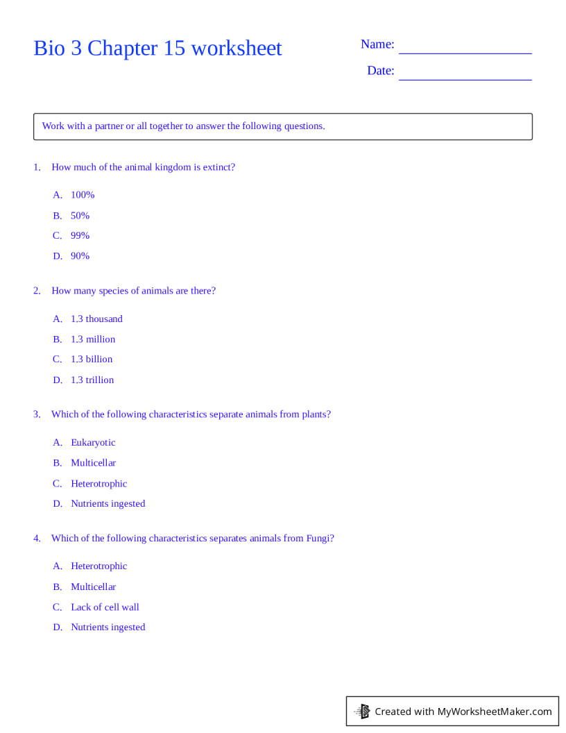 Bio 3 Chapter 15 worksheet - My Worksheet Maker: Create Your Own Worksheets
