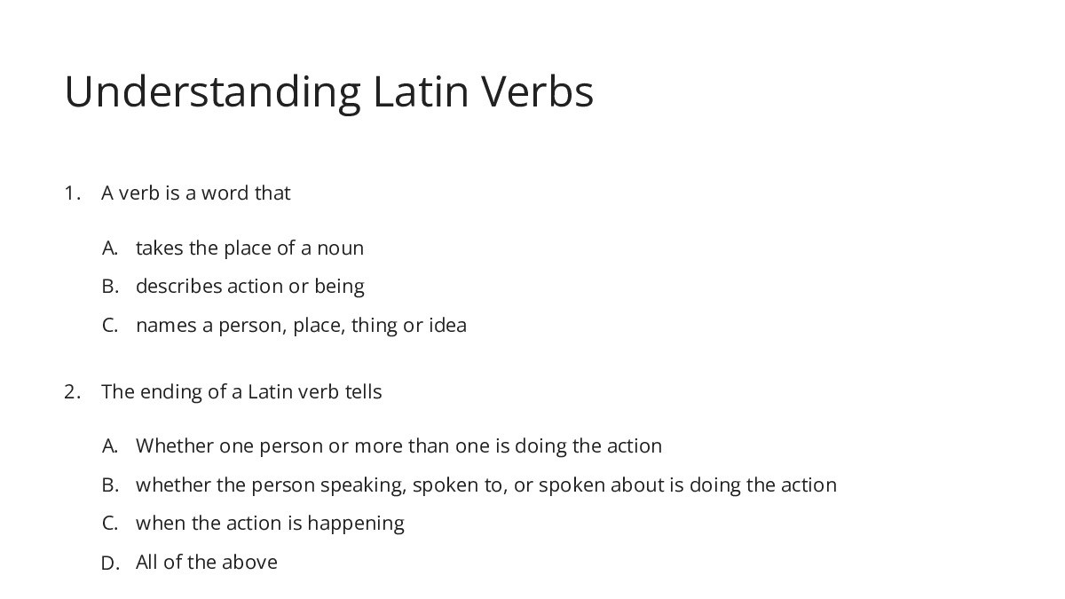 Understanding Latin Verbs - My Worksheet Maker: Create Your Own Worksheets
