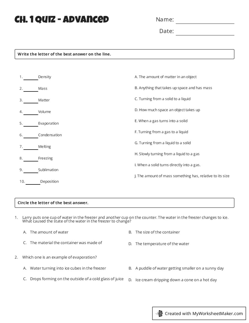 Ch. 1 Quiz - Advanced - My Worksheet Maker: Create Your Own Worksheets