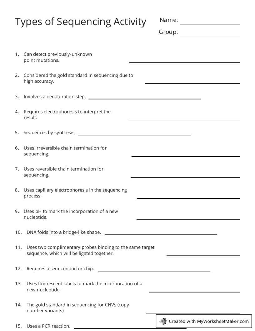 Types of Sequencing Activity - My Worksheet Maker: Create Your Own ...