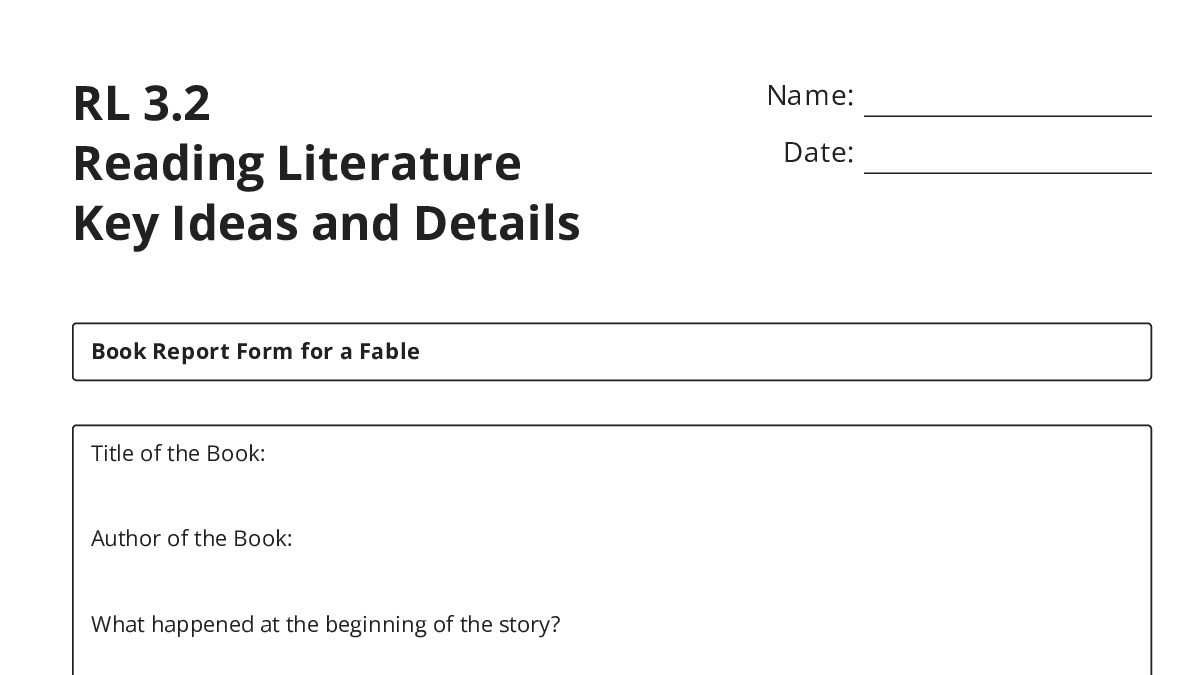RL 3.2 Reading Literature Key Ideas and Details - My Worksheet Maker ...