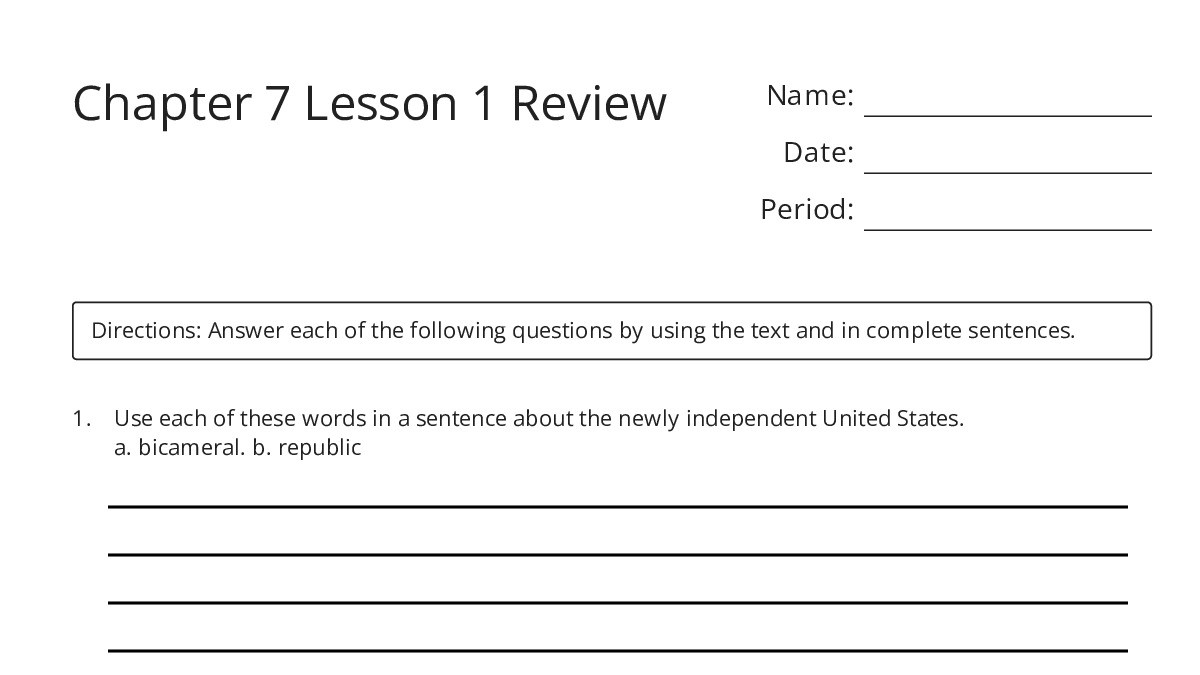 Chapter 7 Lesson 1 Review - My Worksheet Maker: Create Your Own Worksheets