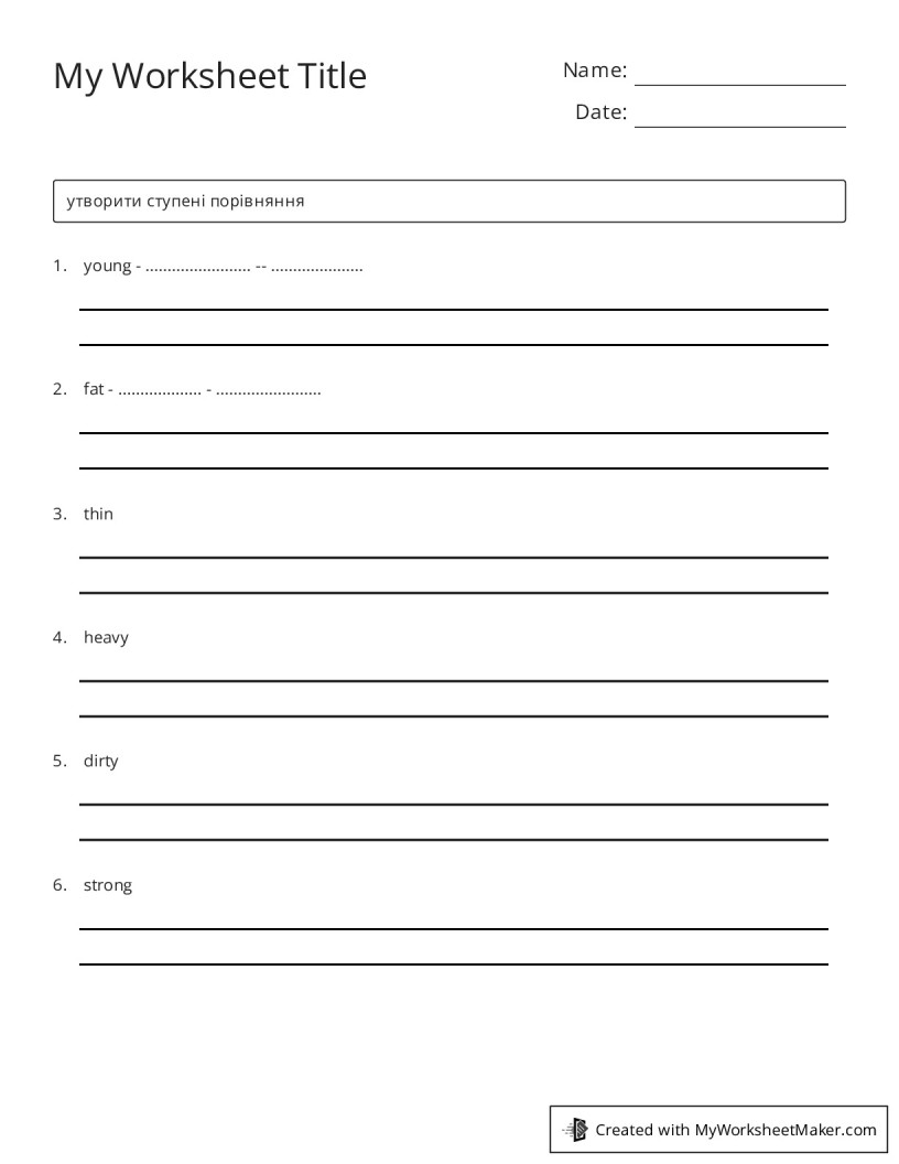 My Worksheet Title - My Worksheet Maker: Create Your Own Worksheets
