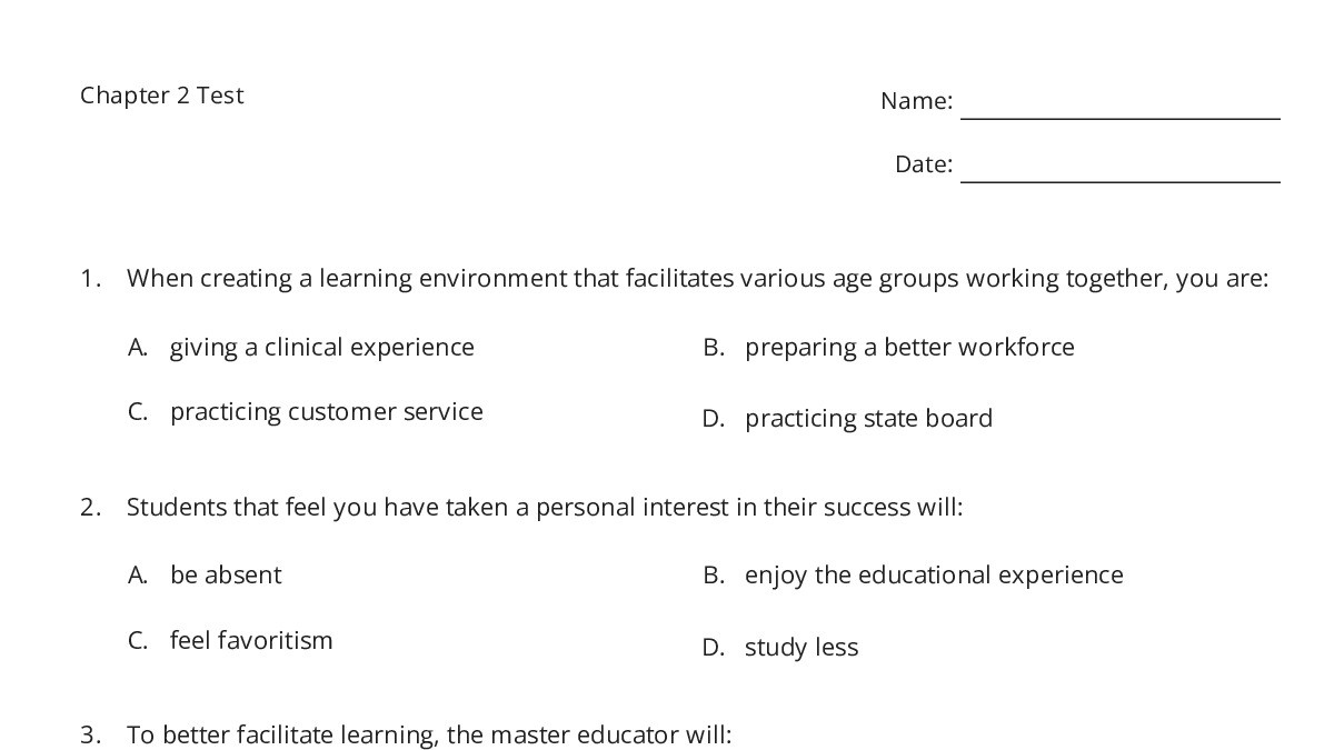 Chapter 2 Test - My Worksheet Maker: Create Your Own Worksheets
