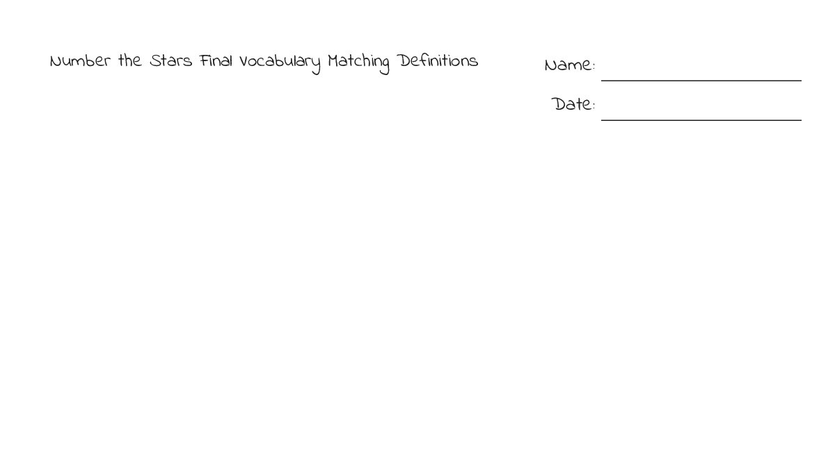Number the Stars Final Vocabulary Matching Definitions - My Worksheet ...