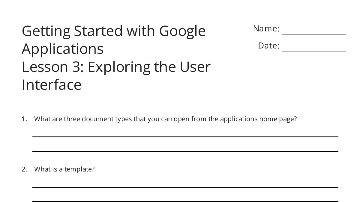Getting Started with Google Applications Lesson 3: Exploring the User ...