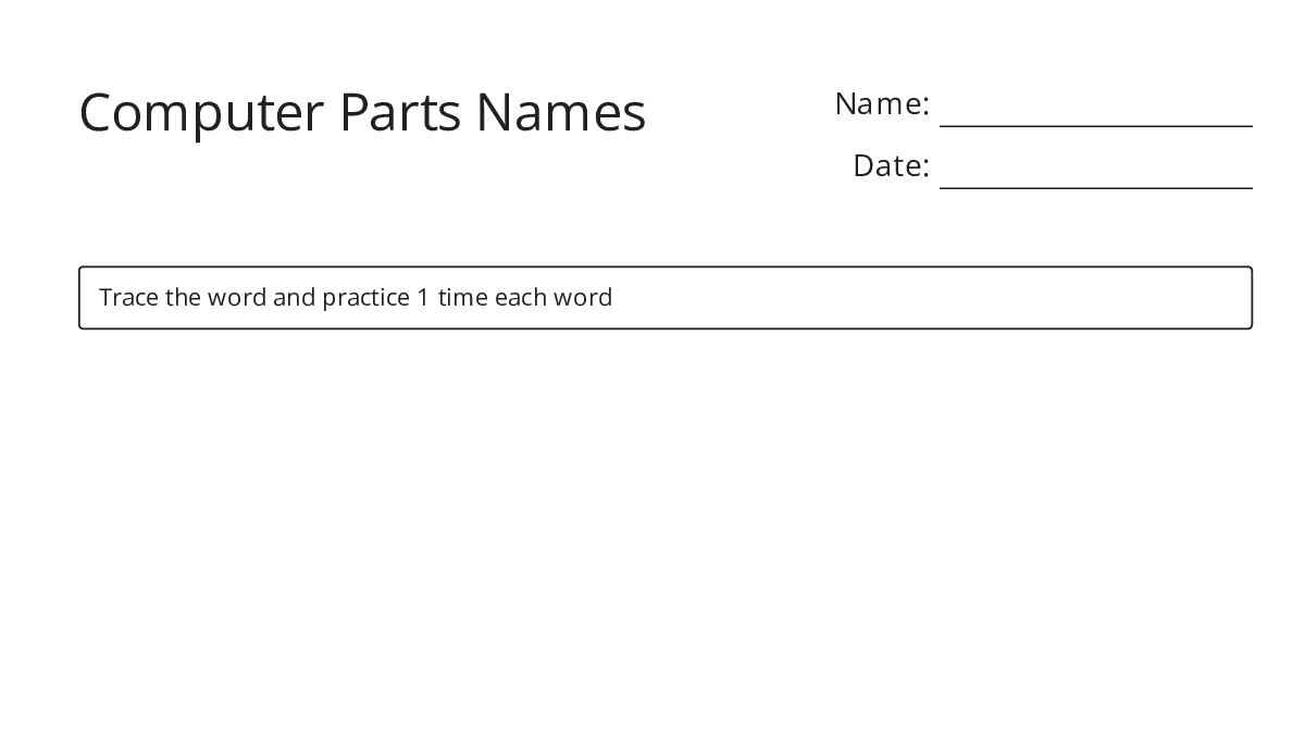 Write Computer Parts Name Computer Parts Names - My Worksheet Maker: Create Your Own Worksheets