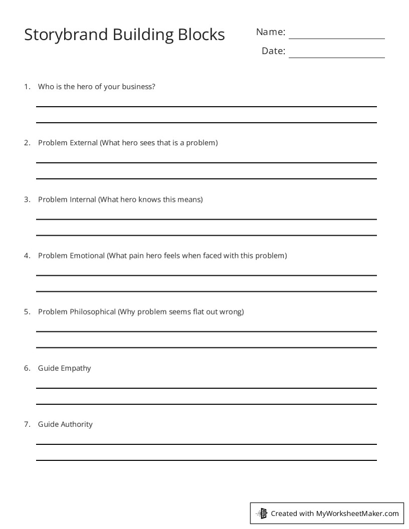Storybrand Building Blocks My Worksheet Maker Create Your Own Worksheets