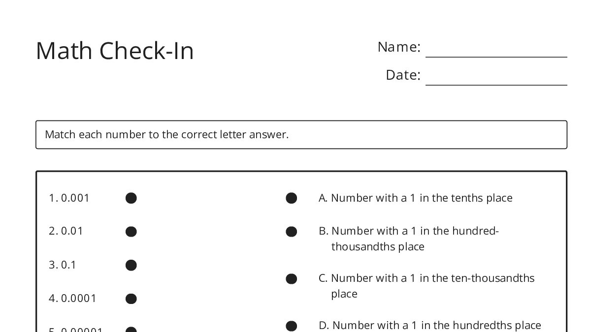 Math Check-In - My Worksheet Maker: Create Your Own Worksheets