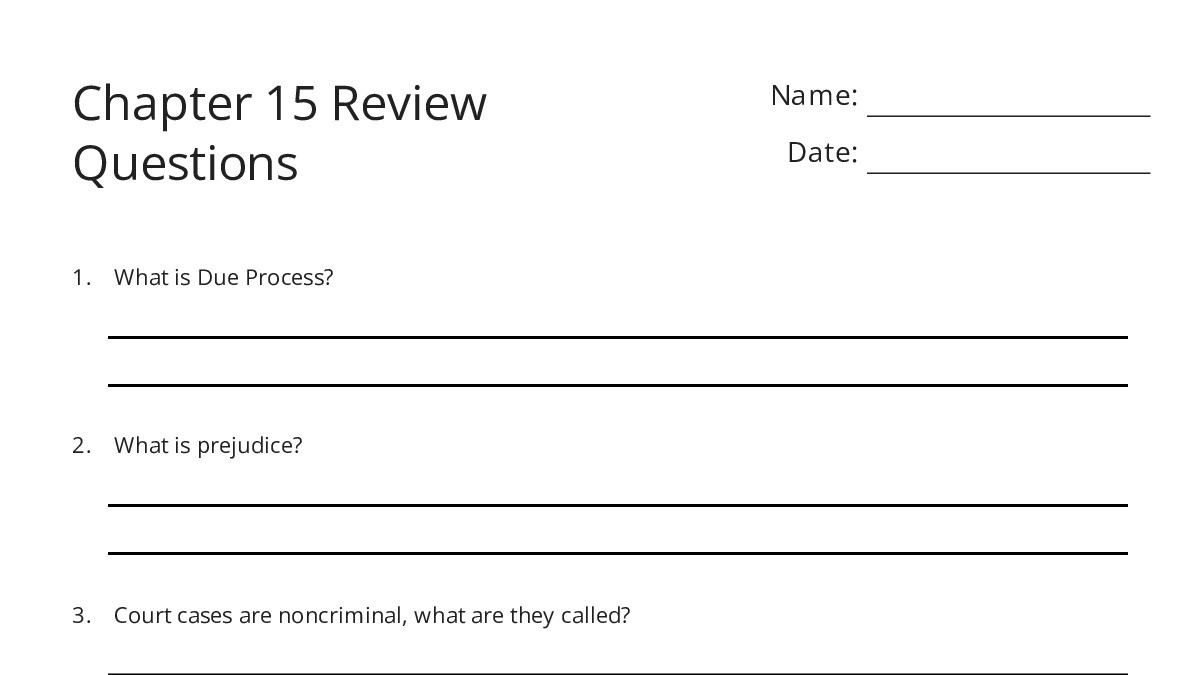 Chapter 15 Review Questions - My Worksheet Maker: Create Your Own ...