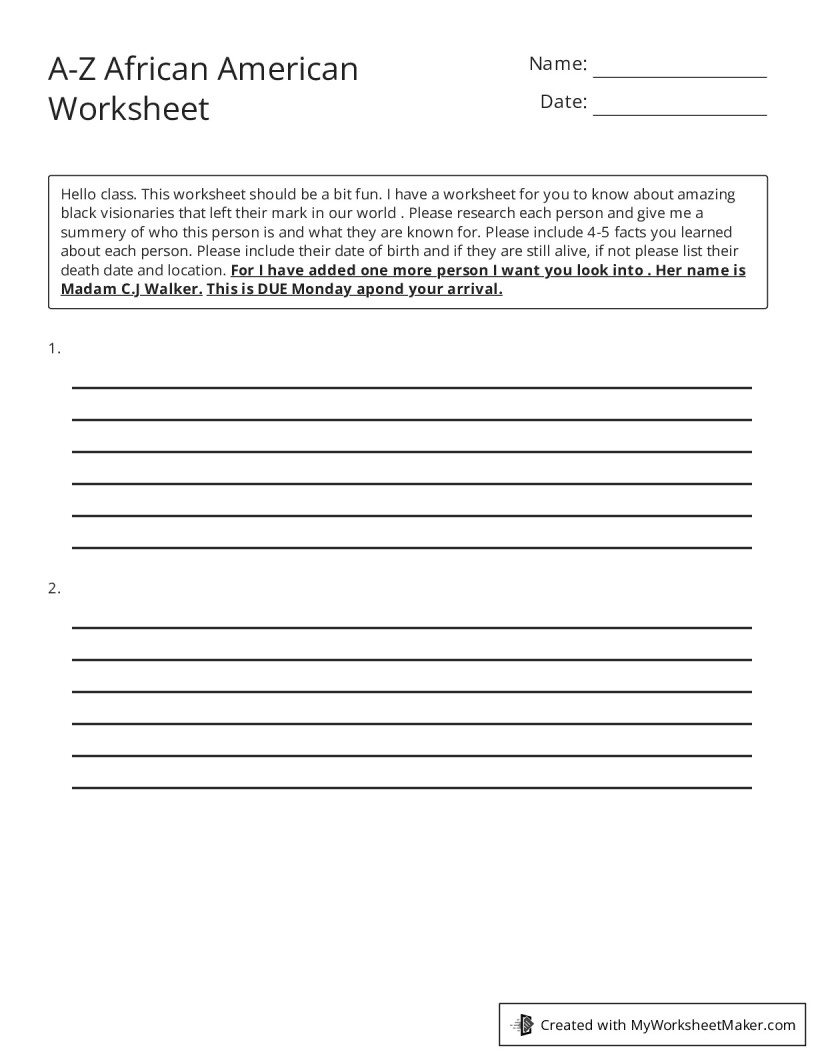 african-american-worksheet