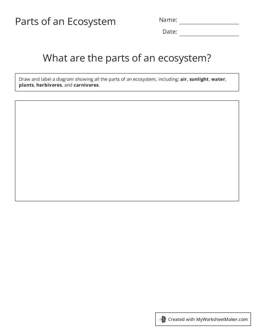 Parts of an Ecosystem - My Worksheet Maker: Create Your Own Worksheets