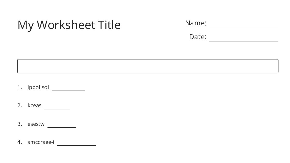 My Worksheet Title - My Worksheet Maker: Create Your Own Worksheets