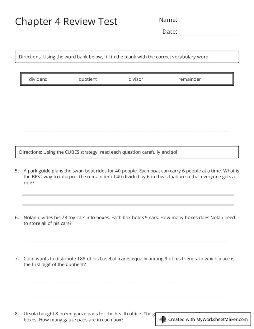 Chapter 4 Review Test My Worksheet Maker Create Your Own Worksheets