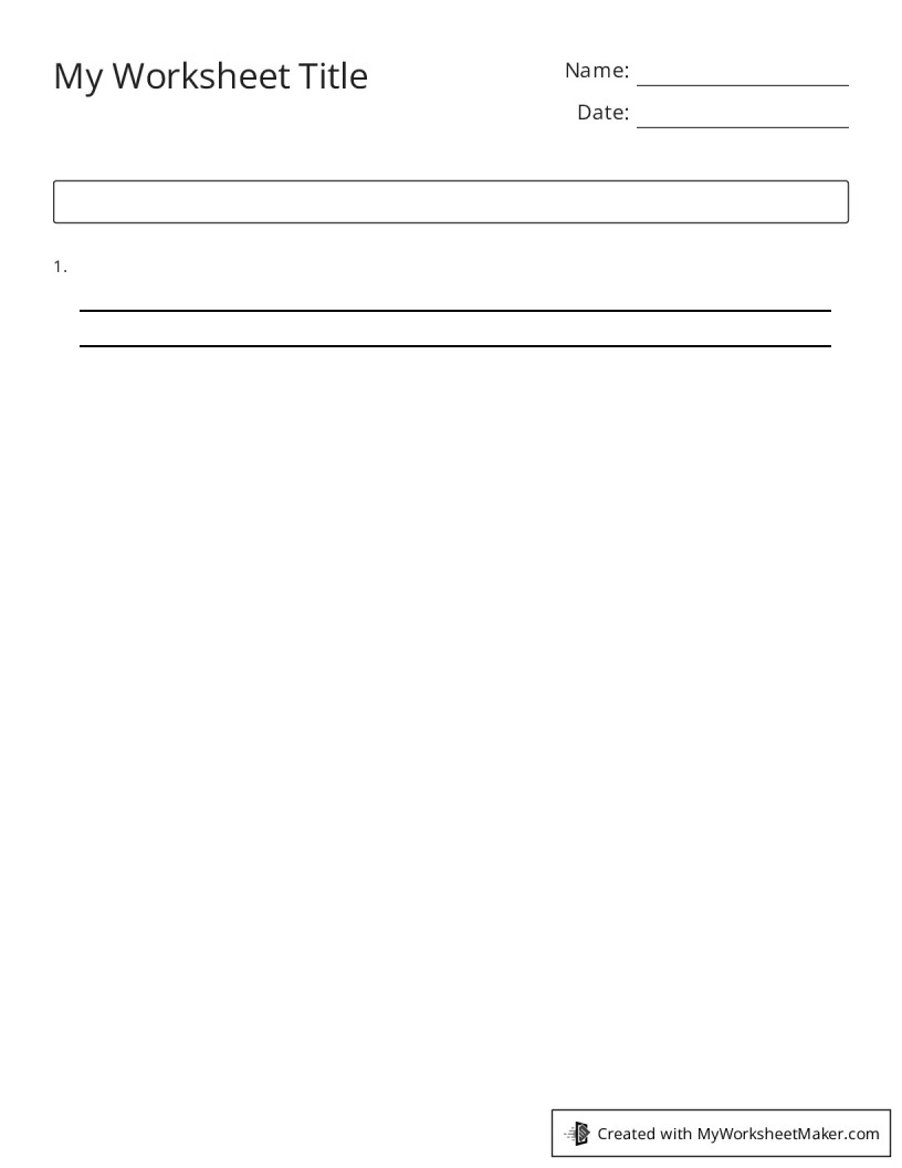 My Worksheet Title - My Worksheet Maker: Create Your Own Worksheets