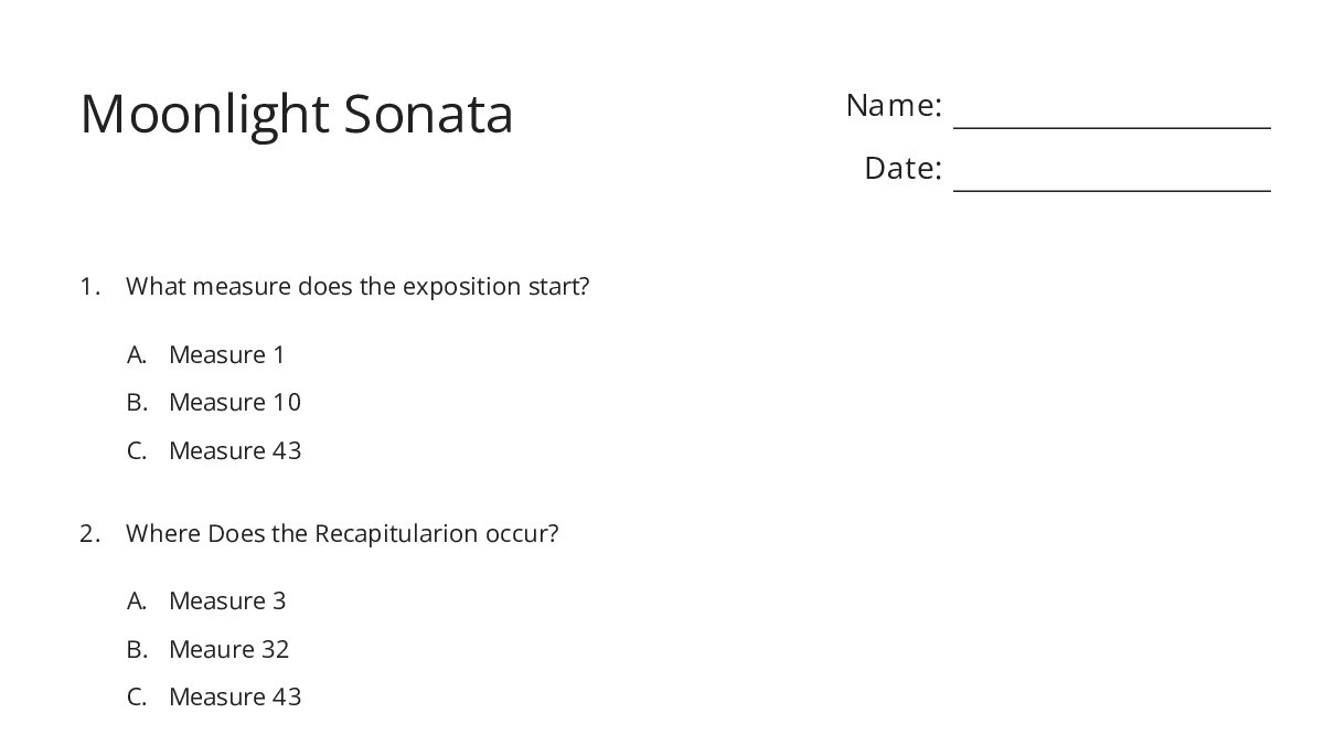 Moonlight Sonata - My Worksheet Maker: Create Your Own Worksheets