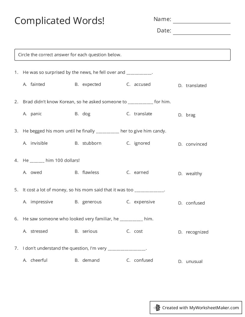 My Worksheet Maker The Best Worksheet Maker