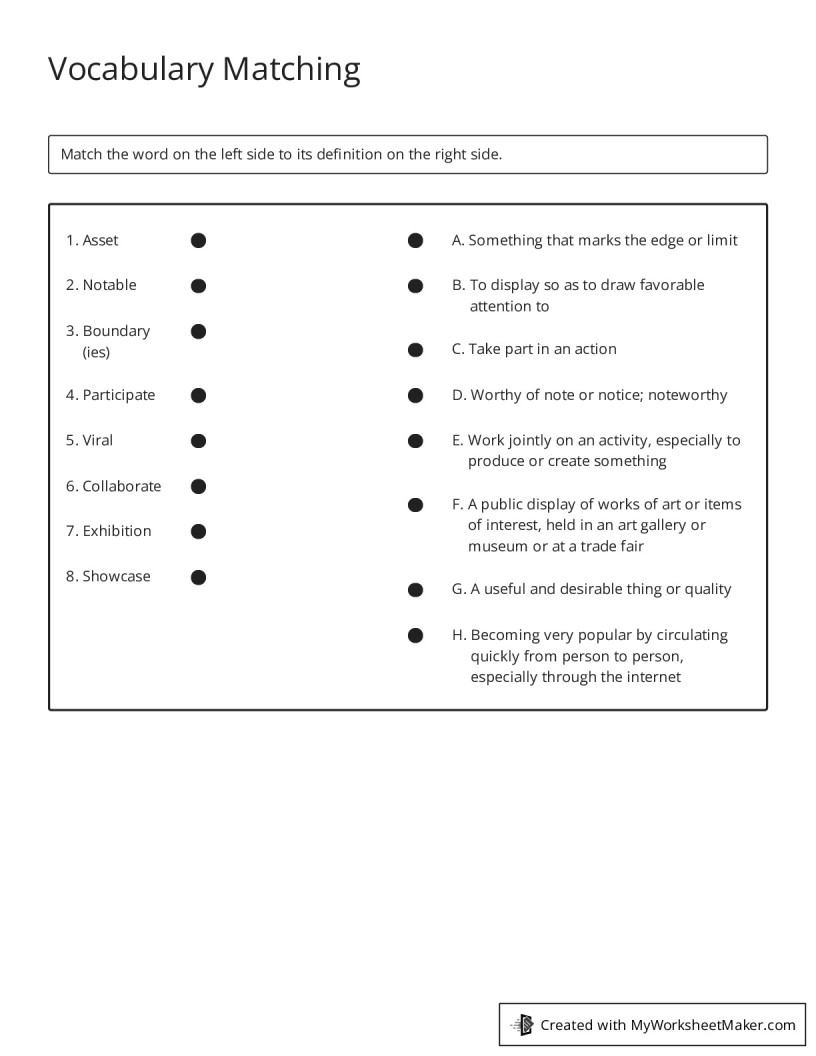Match Up Activity Creator