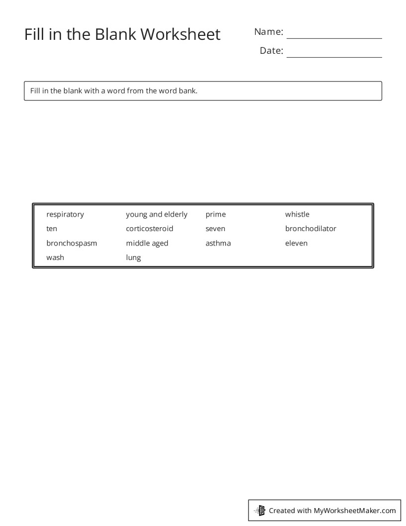 Fill in the Blank Worksheet - My Worksheet Maker: Create Your Own ...