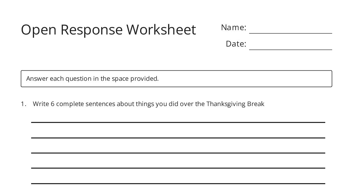 Respondent Worksheet.pdf Open Response Worksheet - My Worksheet Maker: Create Your Own Worksheets