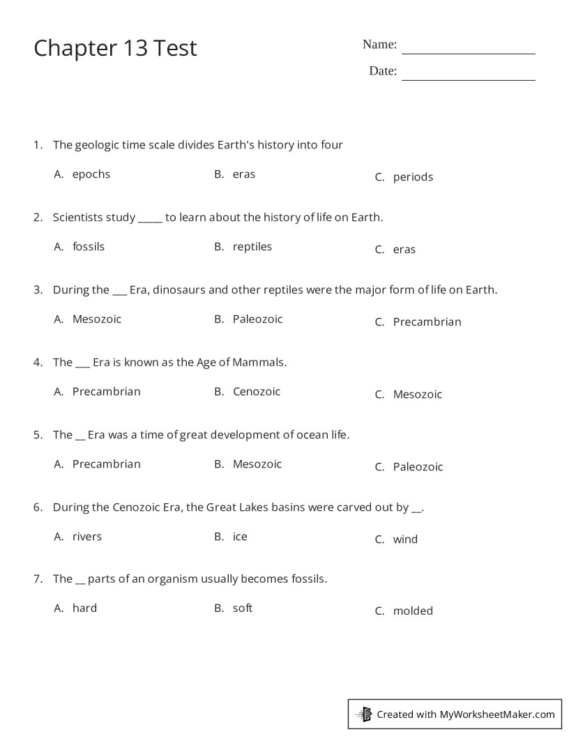 Chapter 13 Test My Worksheet Maker Create Your Own Worksheets