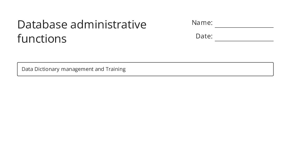 Database administrative functions - My Worksheet Maker: Create Your Own ...