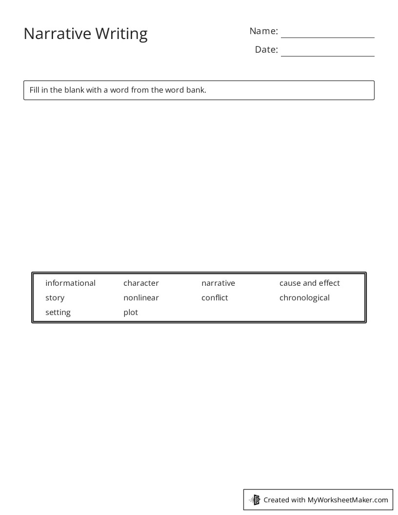 Narrative Writing - My Worksheet Maker: Create Your Own Worksheets