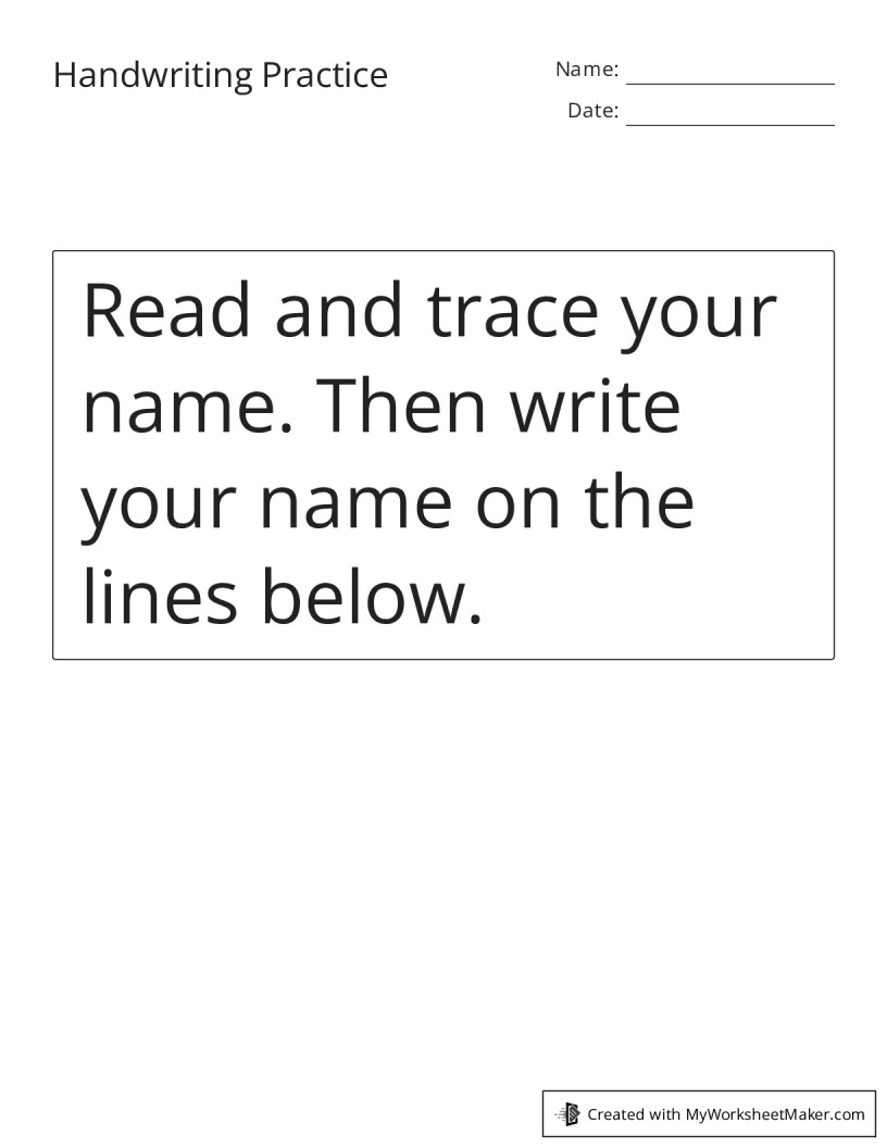 Handwriting Practice - My Worksheet Maker: Create Your Own Worksheets